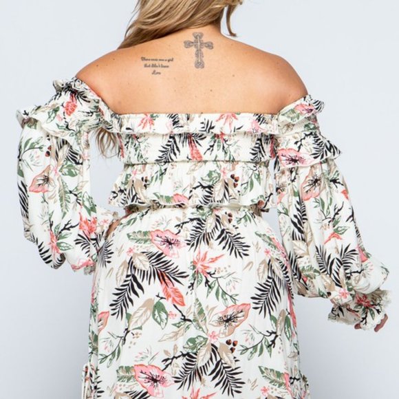 Plus Size Maxi Skirt Set 2pc-Ivory - Picture 3 of 5